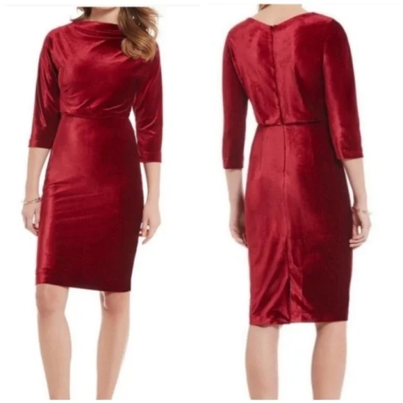 Badgley Mischka | Dresses | Nwt Belle Badgley Mischka Cranberry Velvet  Wallis Dress 6 | Poshmark